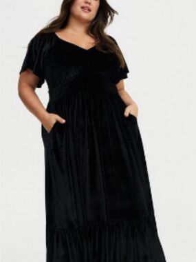 torrid Black Velvet Tiered Maxi Dress